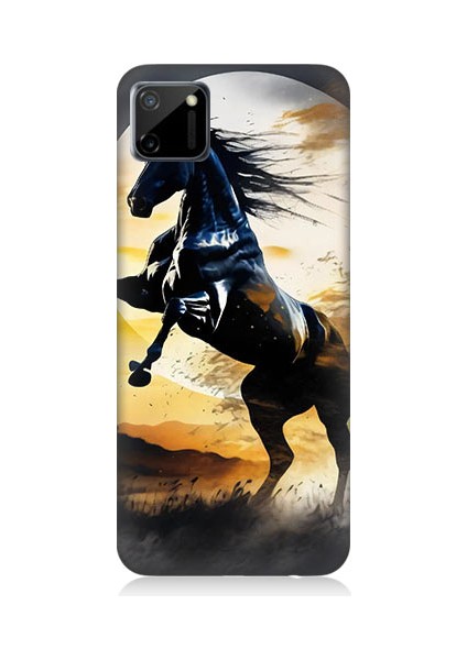 Realme C11 Uyumlu Şaha Kalkmış At Desenli Silikon Kılıf