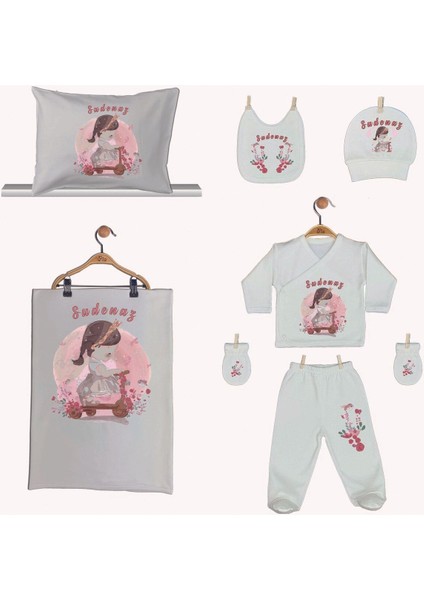 %100 Pamuk Baskılı Isimli Organik Bebek Hastane Çıkışı