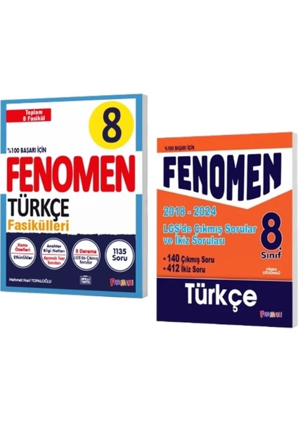 8. Sınıf Türkçe Fasikül Seti (1-2-3-4-5-6-7-8. Sayılar) + Çıkmış Sorular ve Ikiz Soruları (2018-2024)