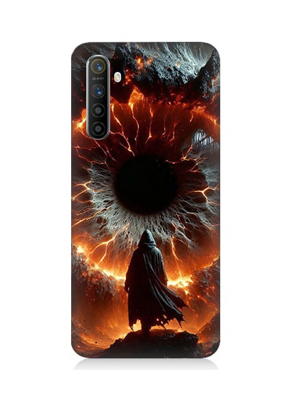 Realme X2 Uyumlu Ateş Çemberi Desenli Silikon Kılıf