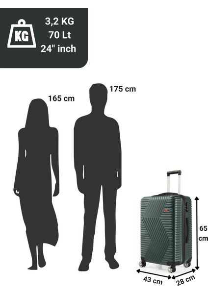 Suitcase Abs Haki Yeşil Orta Boy Valiz 600.07-O indirimleri