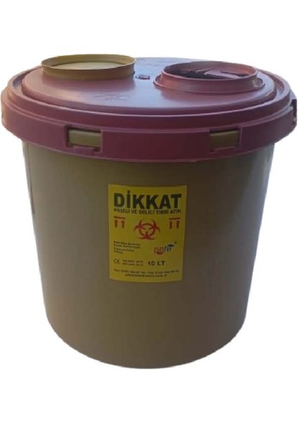 Kesici ve Delici Enfekte Tıbbi Atık Çöp Kutusu - Tıbbi Atık Çöp Kovası 10 Litre 10 Adet