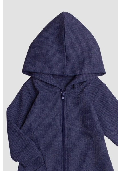 Waffle Görselli Tatlı Fermuar Kapamalı Cepli Kapüşonlu Pamuklu Bebek Tulum fiyatları