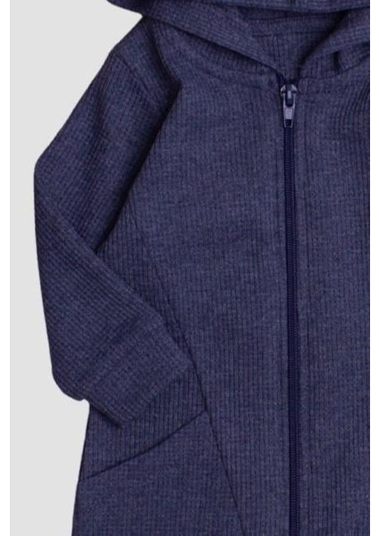 Waffle Görselli Tatlı Fermuar Kapamalı Cepli Kapüşonlu Pamuklu Bebek Tulum fırsatları