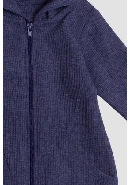 Waffle Görselli Tatlı Fermuar Kapamalı Cepli Kapüşonlu Pamuklu Bebek Tulum indirimleri