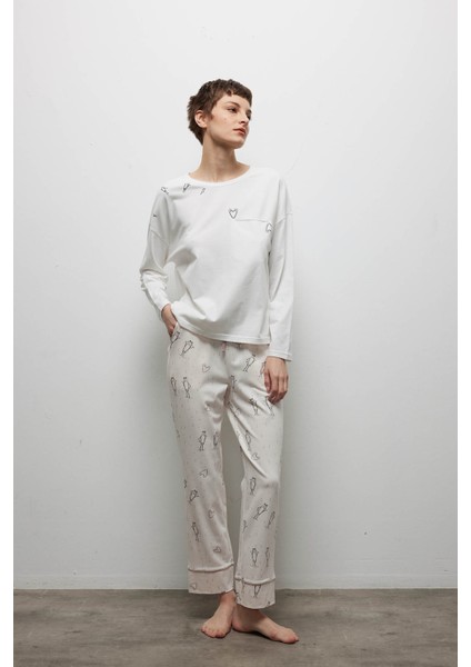 Kadın Pamuklu Cepli Uzun Pijama Altı
