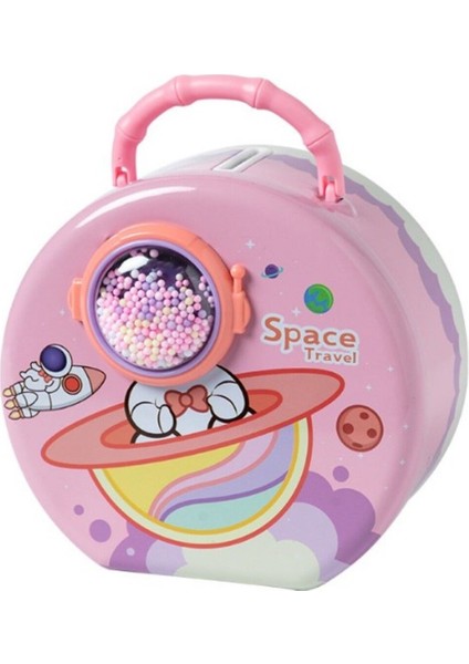 Uzay Astronot Tasarımlı Metal Kumbara Pembe Renk 15 cm