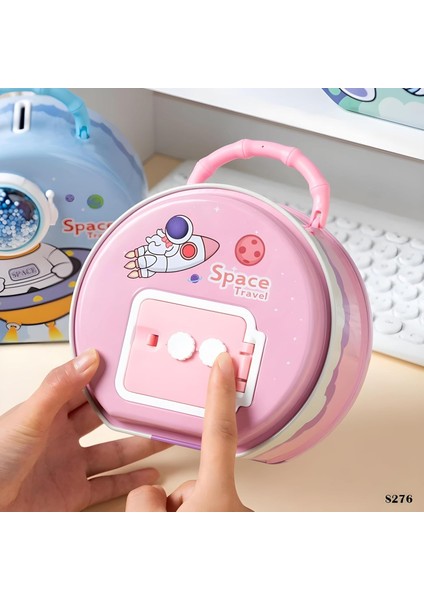 Uzay Astronot Tasarımlı Metal Kumbara Pembe Renk 15 cm fiyatları