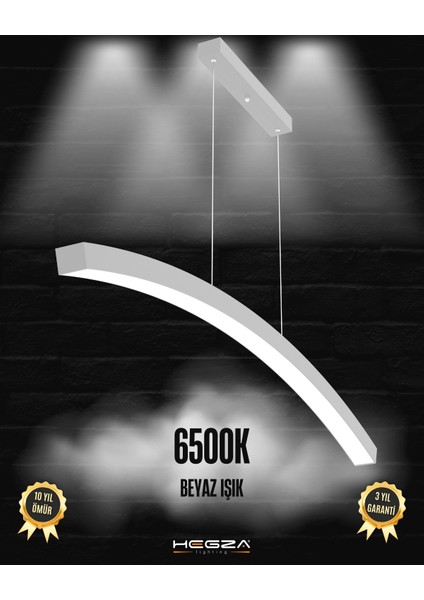 Luna (Gri Kasa, Beyaz Işık) Ledli Modern Sarkıt Linear LED Avize Salon Mutfak Oturma Odası Yatak Odası Antre Hol LED