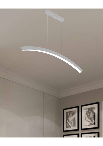 Luna (Gri Kasa, Beyaz Işık) Ledli Modern Sarkıt Linear LED Avize Salon Mutfak Oturma Odası Yatak Odası Antre Hol LED