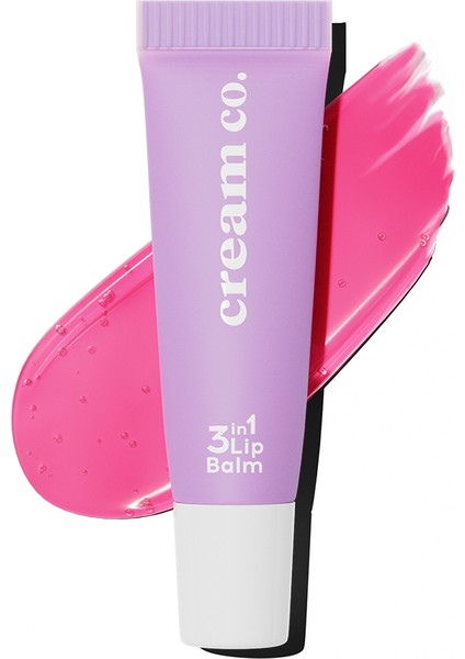 Cream Co. 3in1 Lip Balm 402 | Nemlendirici Parlatıcı Dudak Bakım | Pembe Sakız | Hyaluronik Asit Seramid