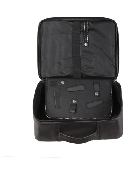 Kuaför Berber Deri Malzeme Çantası - Siyah
