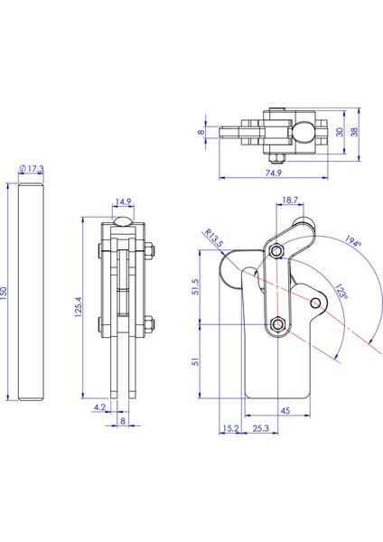 GH-70101 Ağır Hizmet Tipi Toggle Kelepçe | 200 kg Kapasiteli Dayanıklı Kelepçe - Endüstriye fiyatları