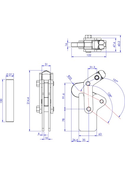 GH-701-K Ağır Hizmet Tipi Toggle Kelepçe | 1000 kg Kapasiteli Güçlü Kelepçe