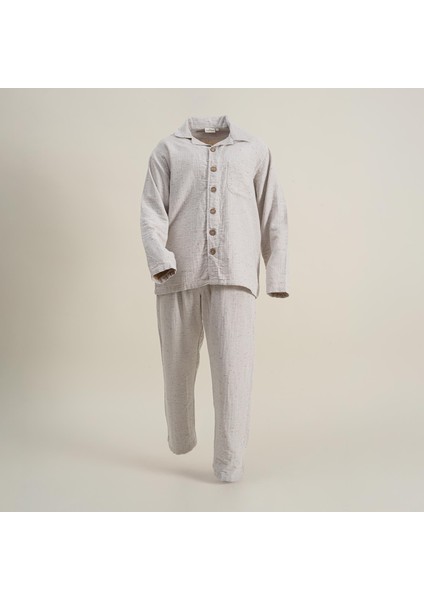 Alinda Erkek Pijama Takımı Organik Pamuk Müslin Haki