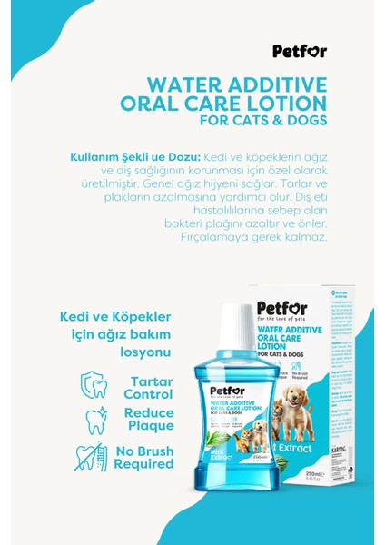 Kedi ve Köpekler Ağız Bakım Losyonu 250 ml