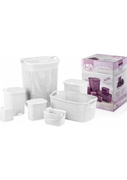 Tekno Trust 7 Parça Örgü Desenli Çeyiz Seti Banyo Takımı