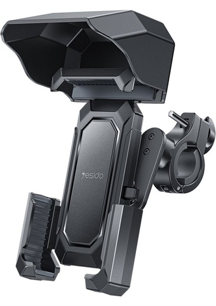 Motorsiklet Bisiklet Telefon Tutucu Kıskaçlı Yağmur Güneş Engelleyici Aparatlı Gidon Bağlantılı 360