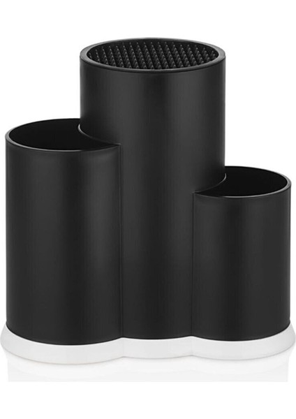 Siyah Tezgah Üstü Bölmeli Kaşık Bıçak Standı + 5 Li Çelik Düz Servis Seti Kepçe Kevgir Takımı fırsatları