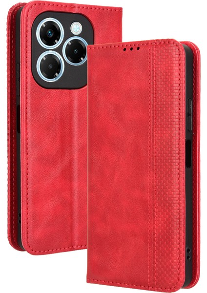 Infinix Note 40X 5g X6838 Deri Cüzdan Standı Retro Doku Telefon Kapağı (Yurt Dışından)