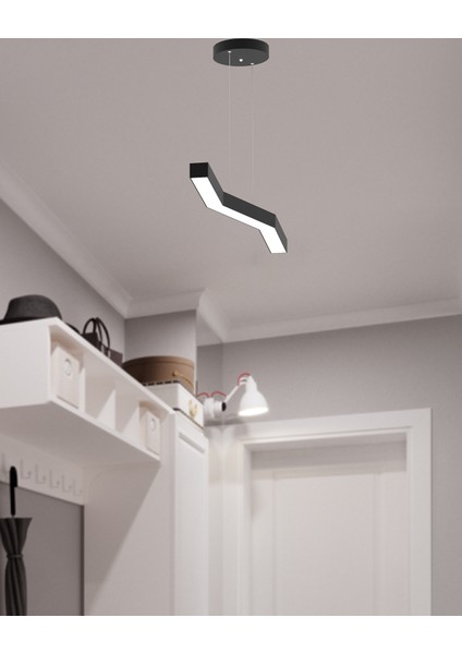 Gabbiano (Siyah Kasa, Sarı Işık) Ledli Modern Sarkıt Linear LED Avize Salon Mutfak Oturma Odası Yatak Odası Antre Hol LED modelleri