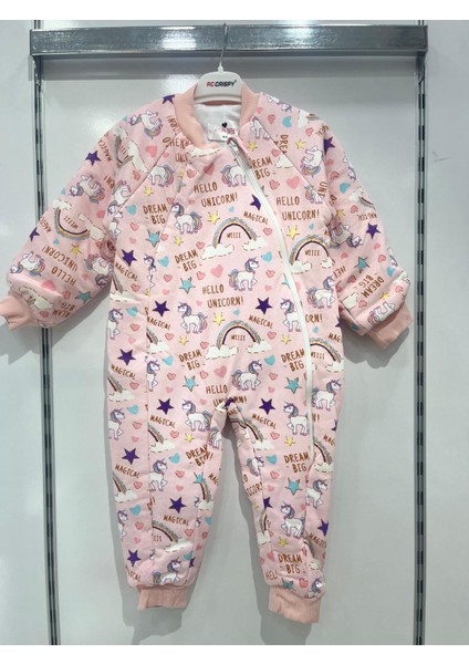 Uğurböceğiçocuk Elyaflı ve Fermuarlı Unicorn Desenli Kışlık Çocuk Uyku Tulumu Unisex modelleri