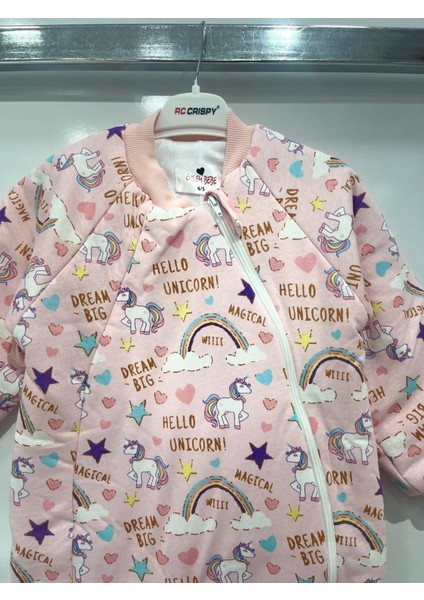 Uğurböceğiçocuk Elyaflı ve Fermuarlı Unicorn Desenli Kışlık Çocuk Uyku Tulumu Unisex fırsatları