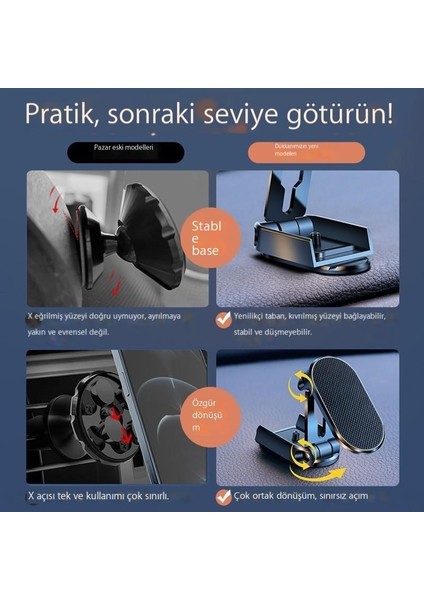 Manyetik Araba Katlanır Cep Telefonu Tutucusu Pano Yapışkanlı Cep Telefonu Tutucusu (Yurt Dışından)