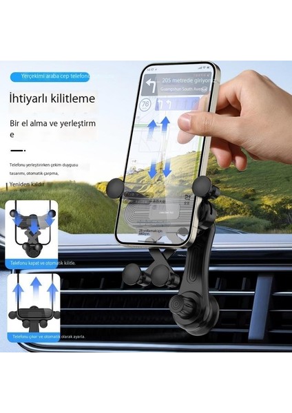 Araç Cep Telefonu Tutucusu Hava Çıkışı Navigasyon Sabit Destek Çerçevesi Sarsıntı Önleyici Yerçekimi Geri Çekilebilir Cep Telefonu Evrensel (Yurt Dışından)