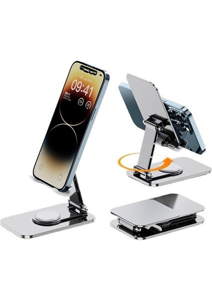 360 Derece Dönen Katlanabilir Metal Cep Telefonu Tutucusu Masa Kullanımı Için (Yurt Dışından)