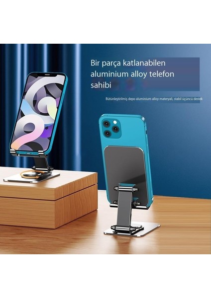 360 Derece Dönen Katlanabilir Metal Cep Telefonu Tutucusu Masa Kullanımı Için (Yurt Dışından)