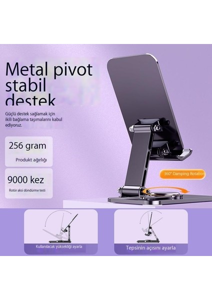 360 Derece Dönen Katlanabilir Metal Cep Telefonu Tutucusu Masa Kullanımı Için (Yurt Dışından)