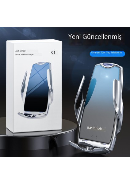 Araç Cep Telefonu Tutucusu Kablosuz Şarj 360 Derece Dönen Sarsıntı Önleyici Cep Telefonu Tutucusu (Yurt Dışından)