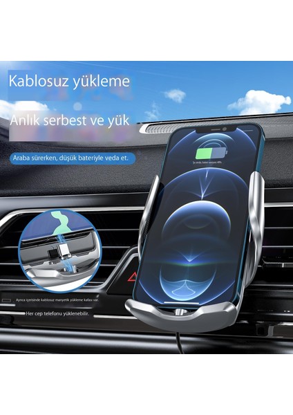Araç Cep Telefonu Tutucusu Kablosuz Şarj 360 Derece Dönen Sarsıntı Önleyici Cep Telefonu Tutucusu (Yurt Dışından)