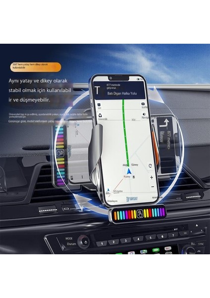 Ortam Işığı ile Araç Cep Telefonu Tutucusu Hava Çıkışı Araç Cep Telefonu Tutucusu Araç Tutucusu Kablosuz Şarj (Yurt Dışından)