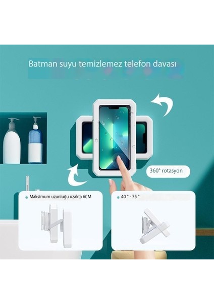 Dönen Katlanır Teleskopik Duvara Monte Dokunmatik Ekran Yumruksuz Masaüstü Cep Telefonu Kutusu Banyo Su Geçirmez Cep Telefonu Tutucusu (Yurt Dışından) modelleri