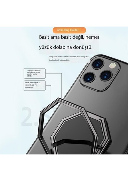 Gizli Katlanır Halka Tutucu Masaüstü Çok Fonksiyonlu Araç Manyetik Cep Telefonu Tutucusu (Yurt Dışından)