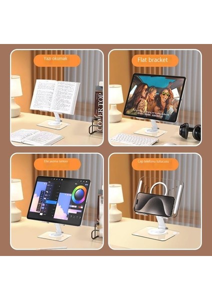 IPad Tablet Için Dönen Masaüstü Standı Kalınlaştırılmış Içi Boş Şeffaf Akrilik Stand (Yurt Dışından) modelleri