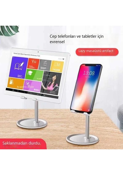 Evrensel Alüminyum Alaşımlı Masaüstü Cep Telefonu Standı Tembel Selfie Başucu Tablet Bilgisayar Destek Diski (Yurt Dışından)