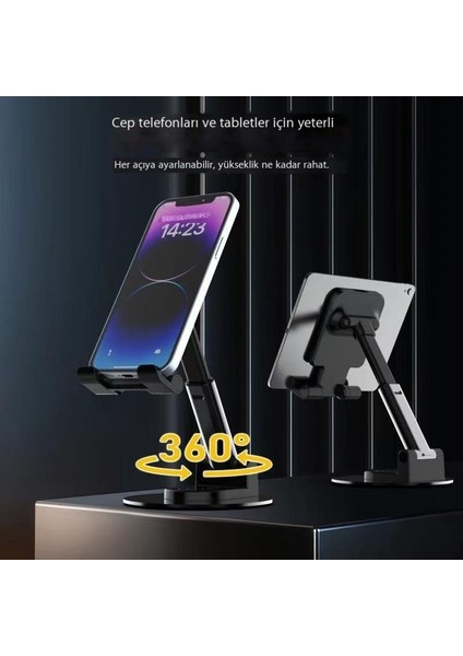 Dönen Cep Telefonu Standı Masaüstü Canlı Yayın Tableti Tembel Teleskopik Katlanır Taşınabilir Destek Standı (Yurt Dışından)