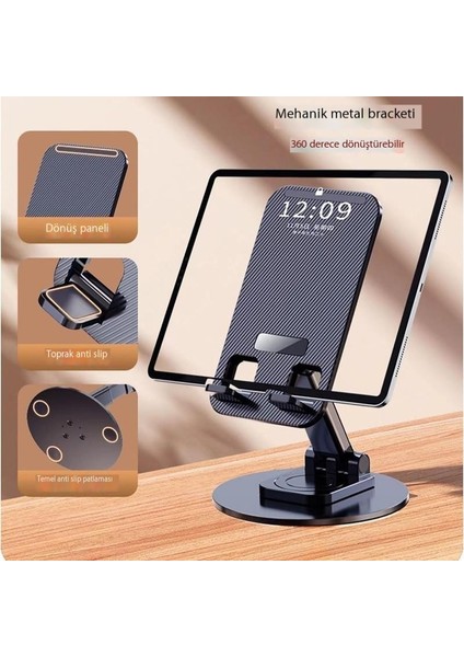 Dönen Alüminyum Alaşımlı Cep Telefonu Tutucusu Masaüstü Tablet Canlı Yayın Cep Telefonu Tutucusu (Yurt Dışından)