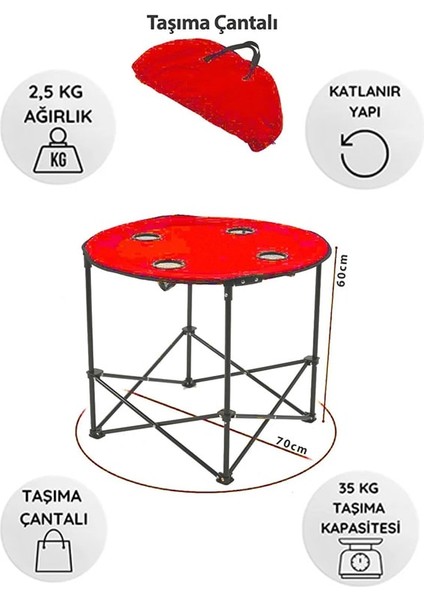 Katlanır Kamp Sandalyesi ve Masa Seti Çantalı-Katlanabilir Kamp Masa Sandalye Seti