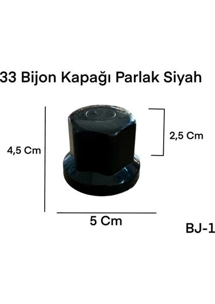 20 Adet 33 Parlak Siyah Bijon Kapağı Kamyon Tır ve Otobüs Uyumludur