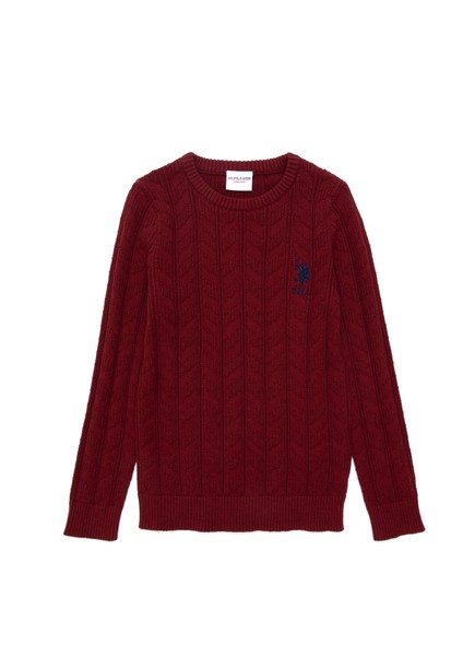 U.S. Polo Assn. Erkek Çocuk Bordo Triko Kazak 50293551-VR014