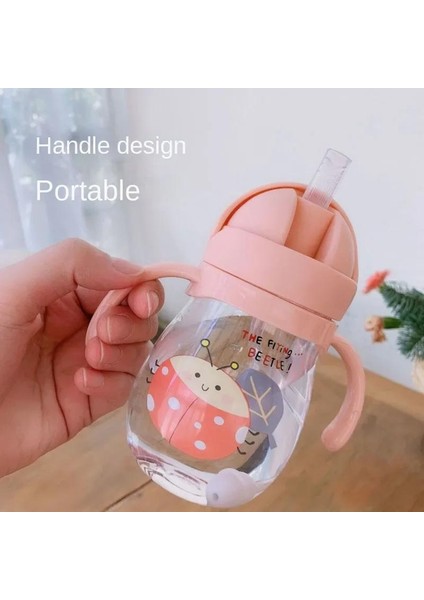 Çocuklar Için Saplı 350 ml Pipetli Içme Bardağı, Öğrenme Besleme ve Içme Şişesi, Yerçekimi Topuyla Boğulmayı Önleyici Eğitim Bardağı (Yurt Dışından)