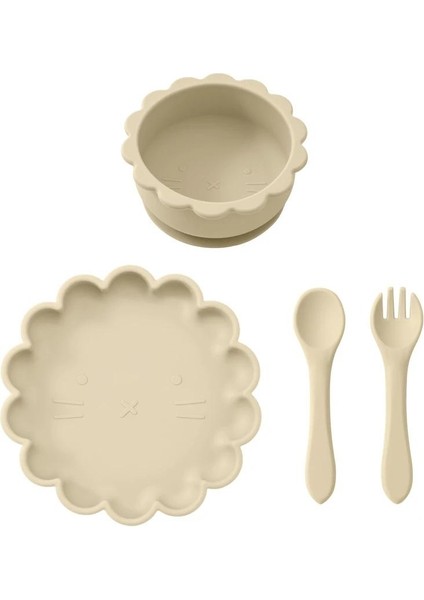 Parça Dolu Sofra Seti Aslan Şekli Plaka Kase Yumuşak Kaşık Çatal Besleme Eğitimi Yemek Tabağı Vantuz (Yurt Dışından)