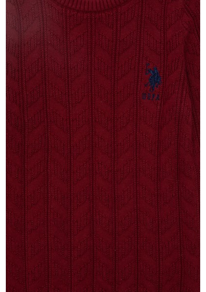 U.S. Polo Assn. Erkek Çocuk Bordo Triko Kazak 50293551-VR014