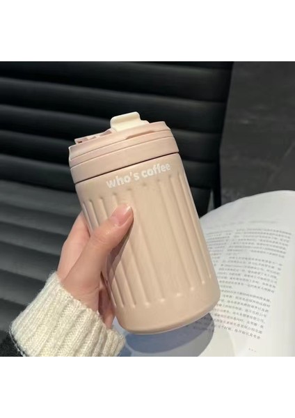 Paslanmaz Çelik Yalıtımlı Kahve Fincanı, Yüksek Değerli Su Bardağı, Taşınabilir Basit Öğrenci Çift Pipetli Bardak (Yurt Dışından)