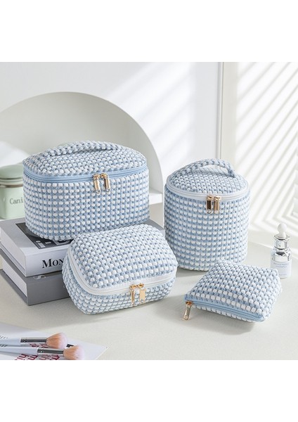 Kadife Kozmetik Çantası, Taşınabilir Çanta, Kadife Büyük Kapasiteli Saklama Çantası, Çok Fonksiyonlu Ruj Çantası, Dört Parçalı Set (Yurt Dışından)