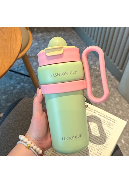 900 ml Yeni Büyük Kapasiteli Termos Bardak, Yüksek Görünümlü Çift Içimli Kahve Fincanı, Taşınabilir Basit Dopamin Eşlik Eden Kahve Fincanı (Yurt Dışından)
